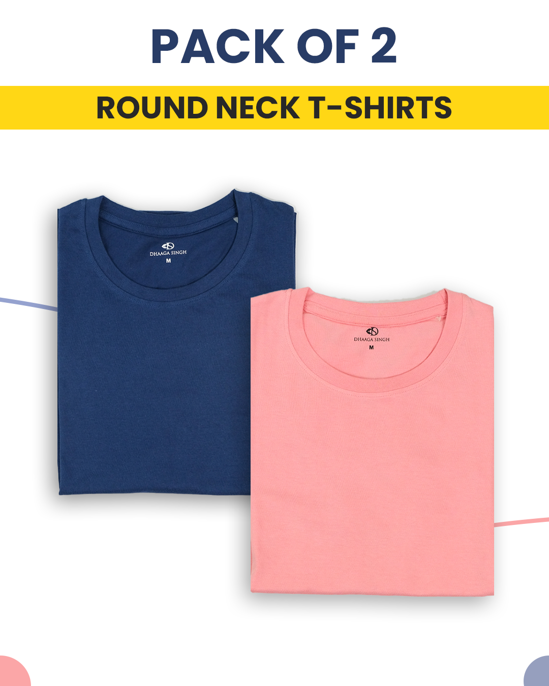 Round Neck T-Shirts - Pack of 2