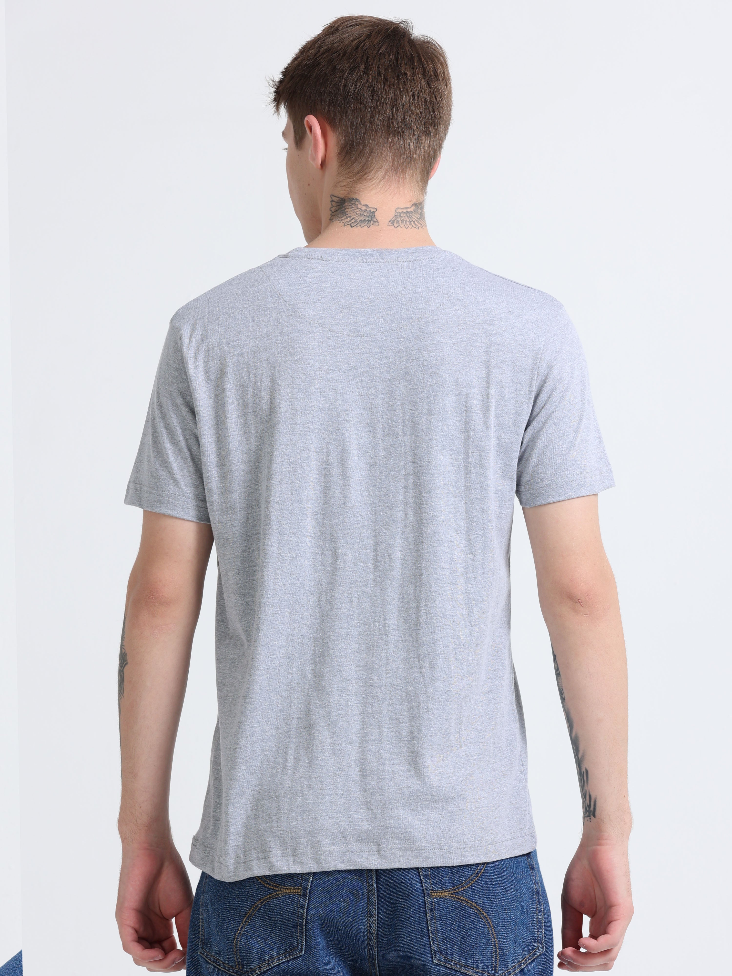 Men Cotton Melange Round Neck T-shirt