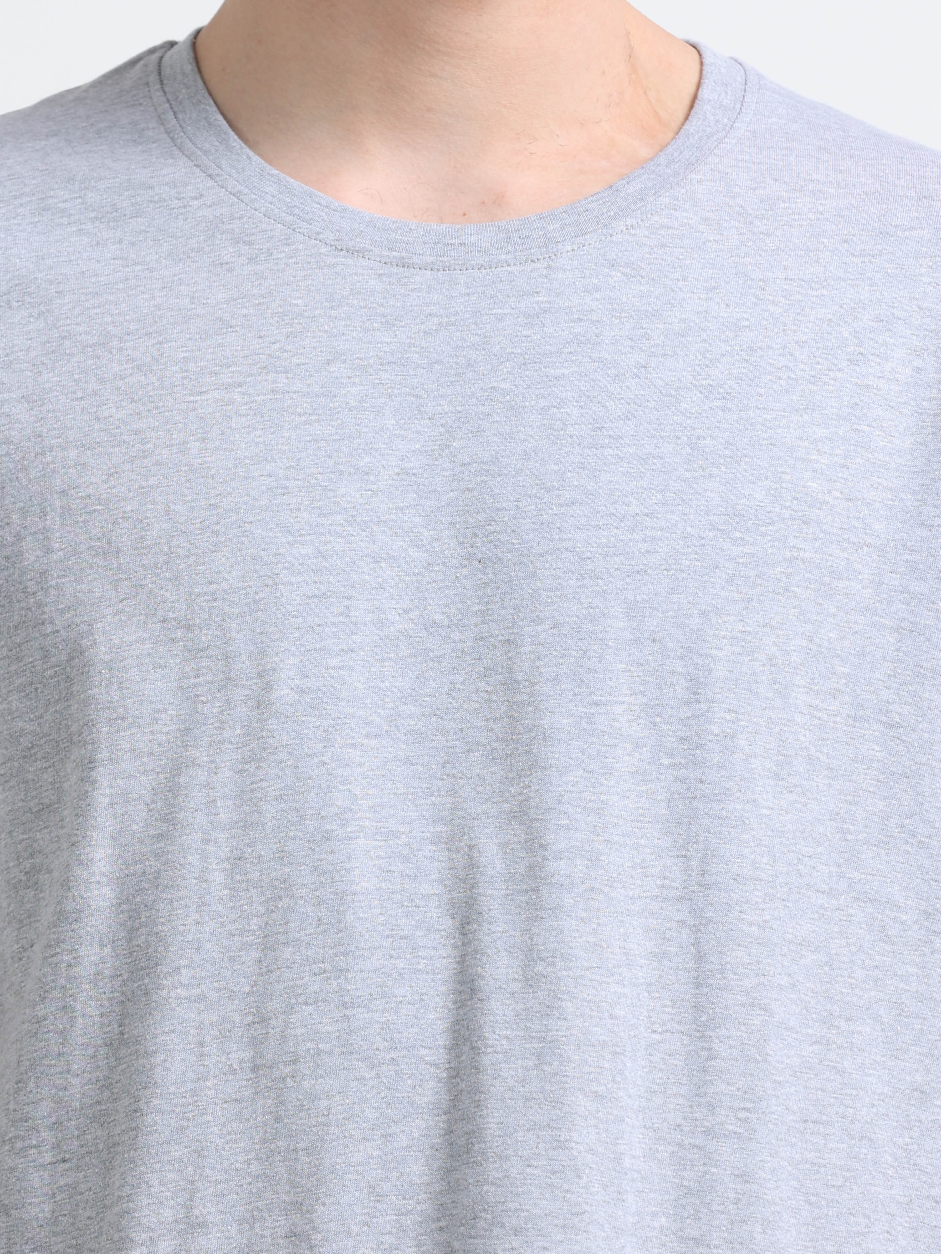 Men Cotton Melange Round Neck T-shirt