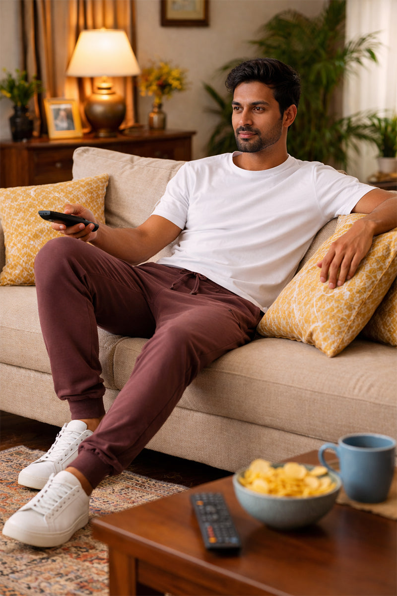 Cotton Joggers with Zip Pockets Brown