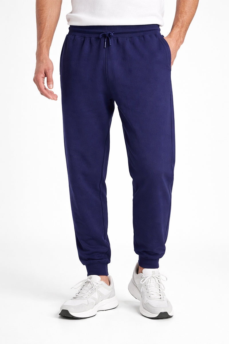 Cotton Joggers with Zip Pockets Navy Blue