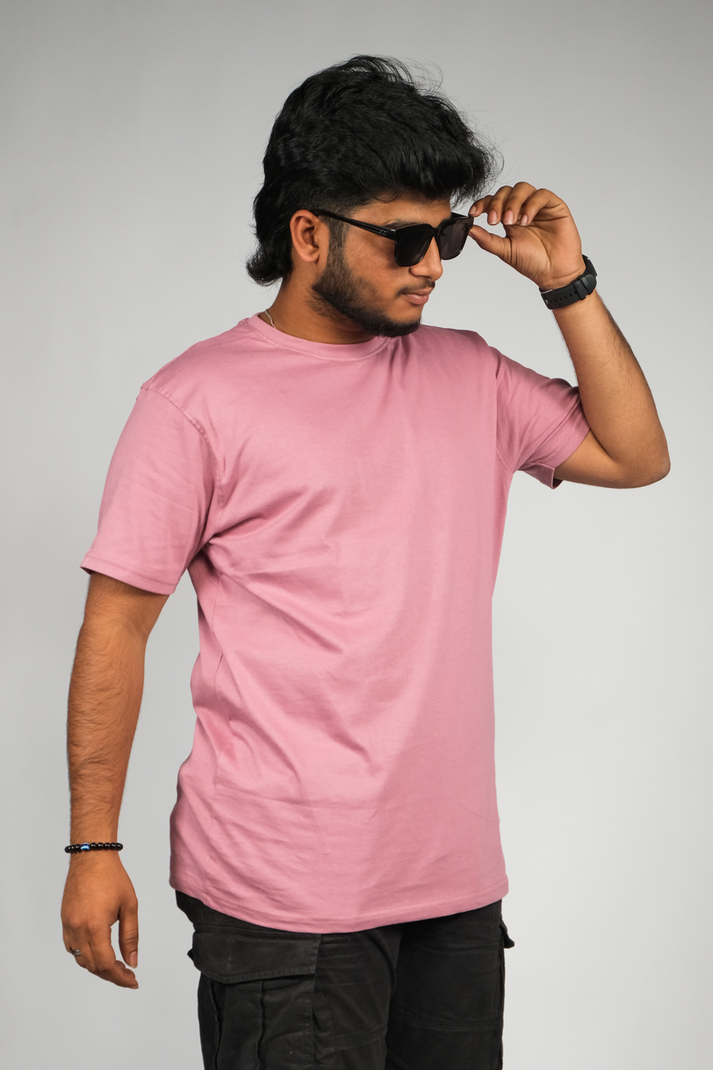 FT Cotton Round Neck Mauve Color T-Shirt