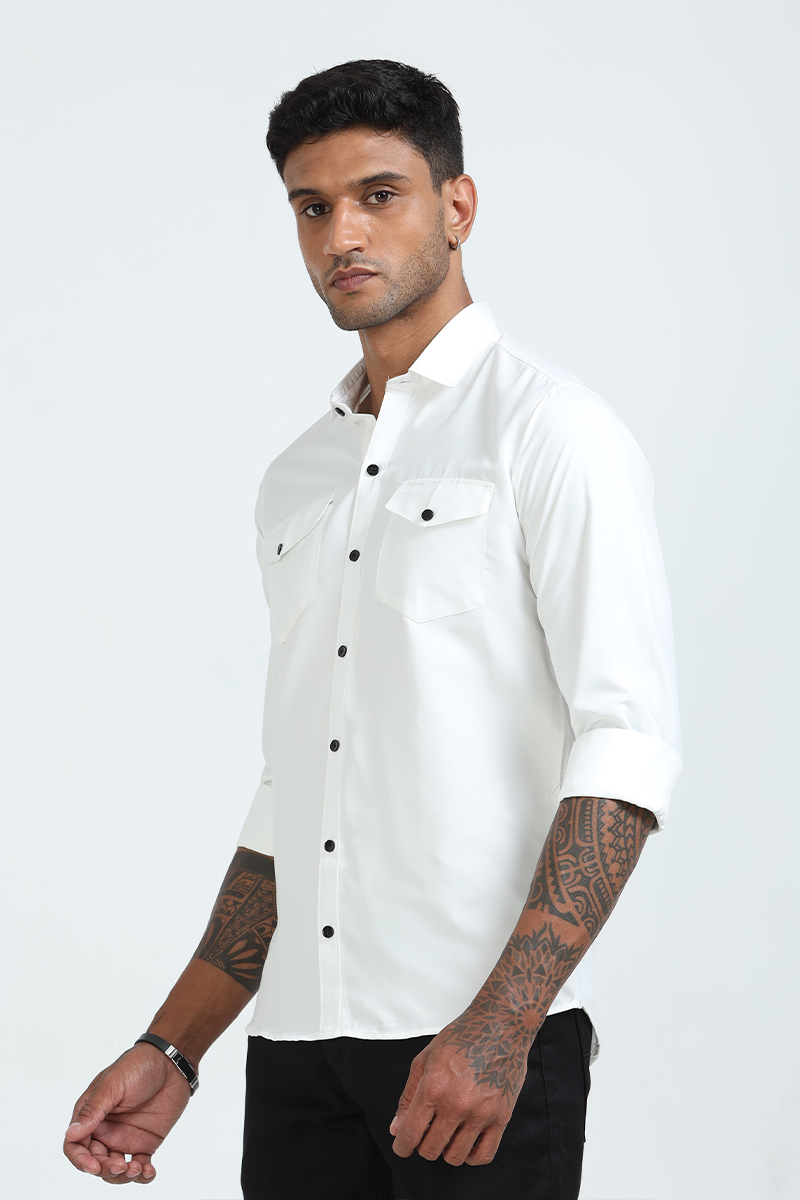 Cotton Solid Double Pocket Shirt