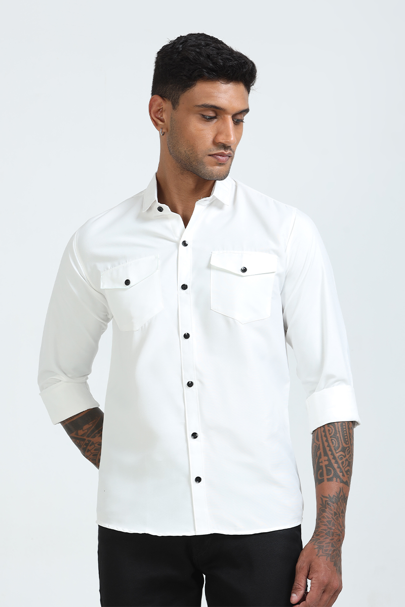 Cotton Solid Double Pocket Shirt