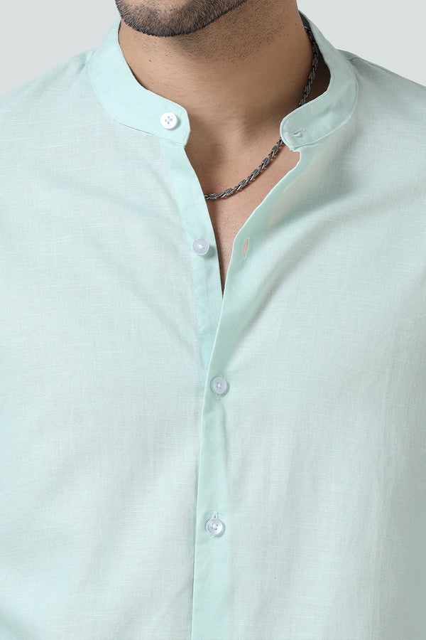 Men Chinese Collar/Mandarin Collar Plain Shirt