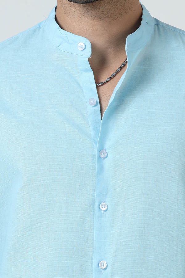 Men Chinese /Mandarin Collar Plain Shirt