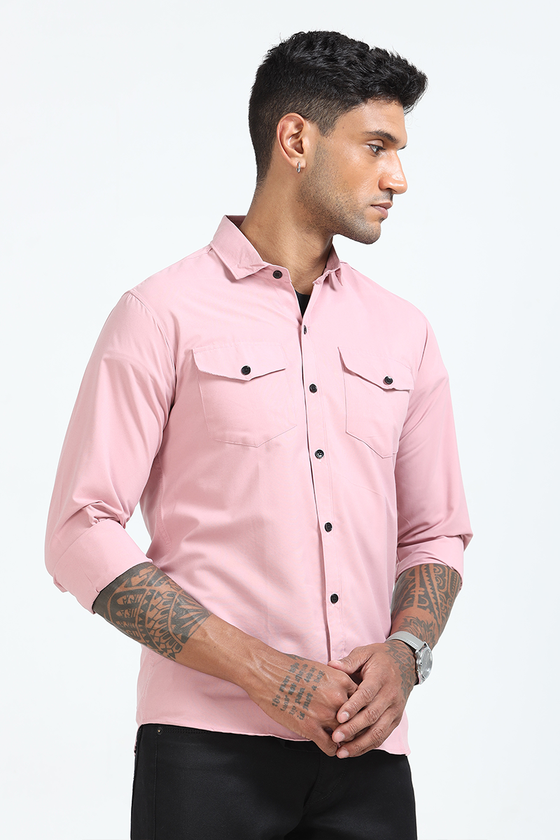 Cotton Solid Double Pocket Shirt