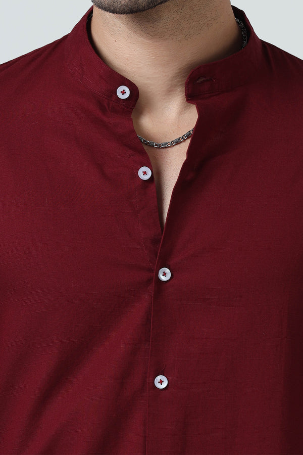 Men Chinese Collar/Mandarin Collar Plain Shirt