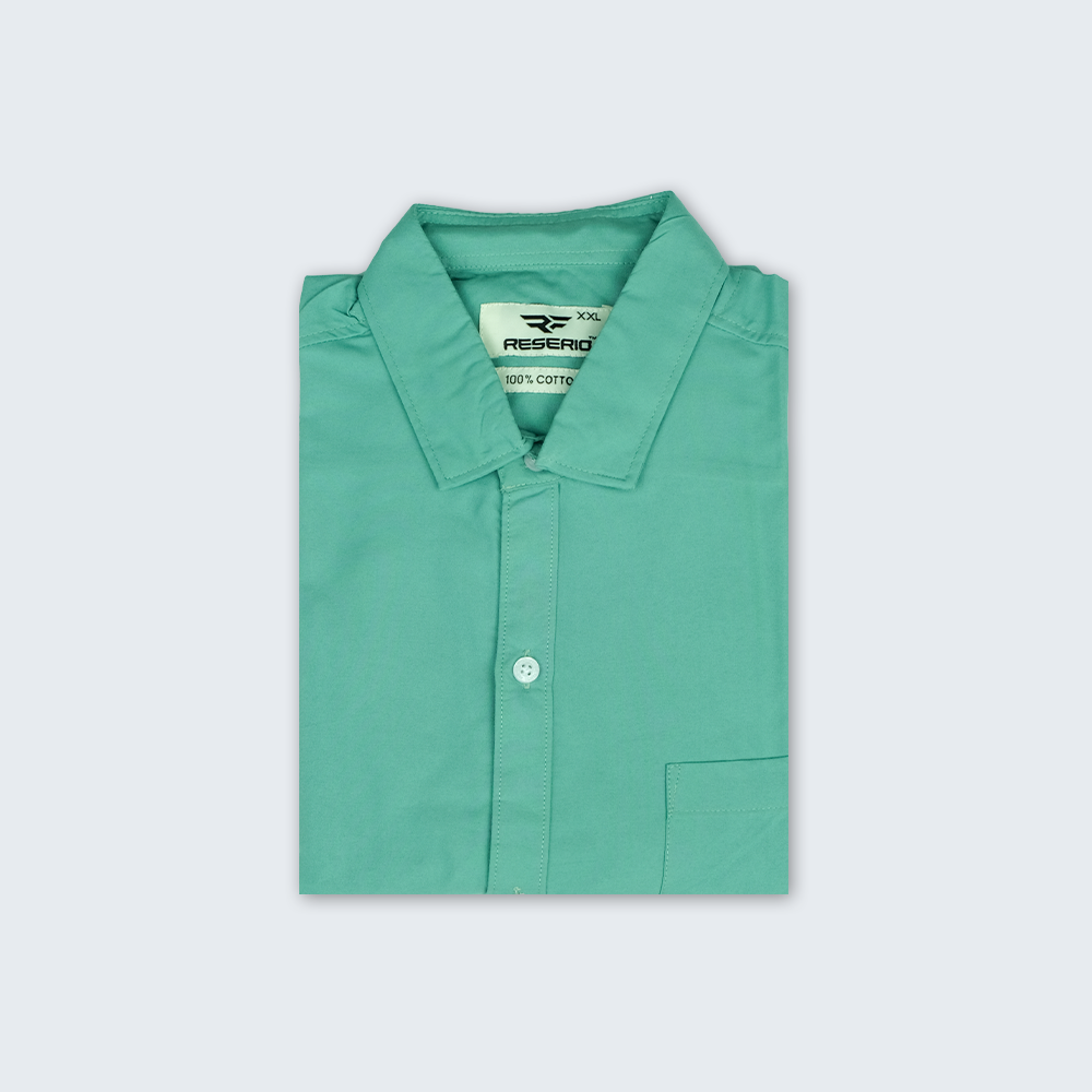 Light Green Plain Cotton Solid Shirt