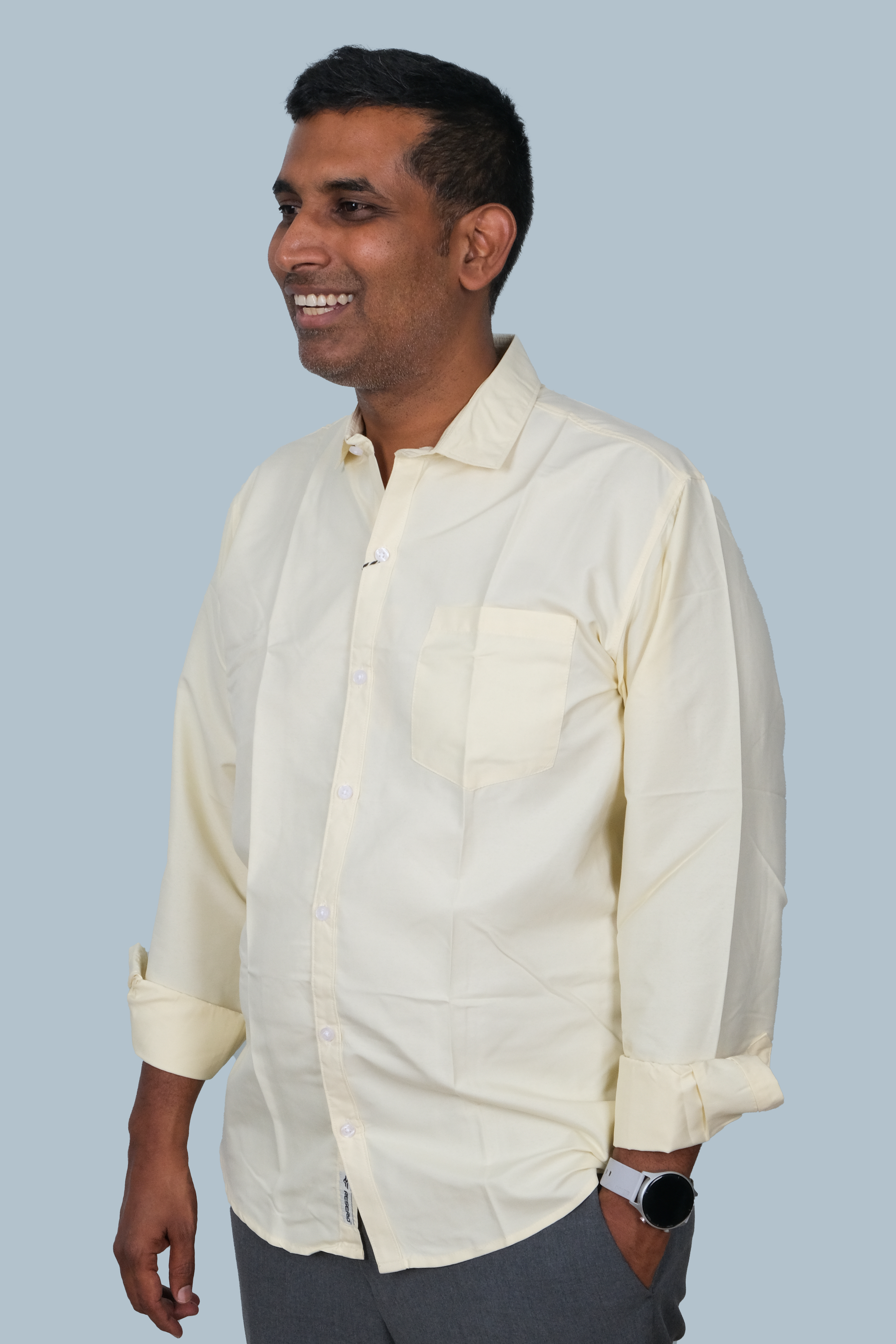 Light Yellow Plain Cotton Solid Shirt