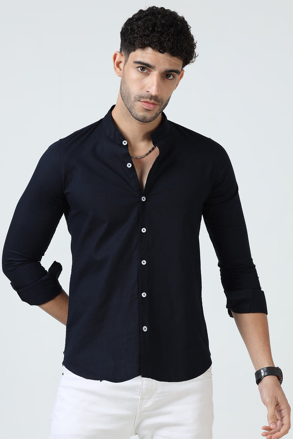 Men Chinese Collar/Mandarin Collar Plain Shirt