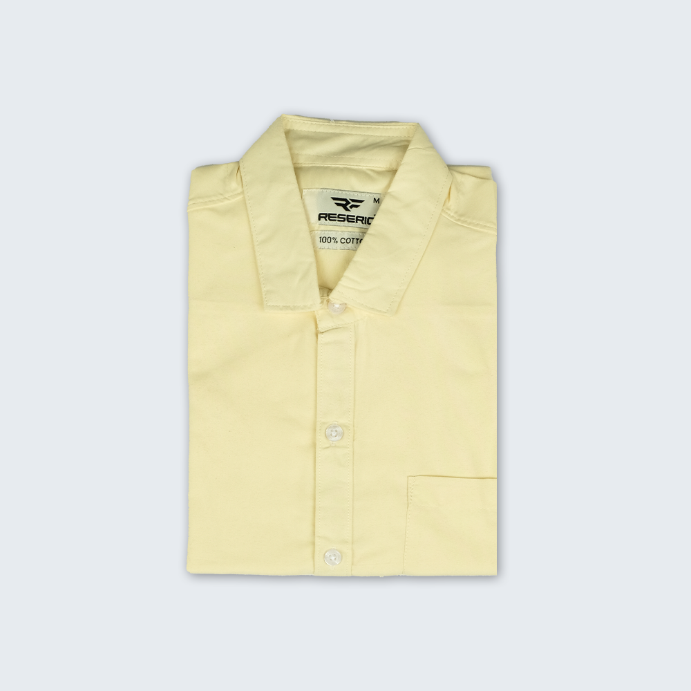 Light Yellow Plain Cotton Solid Shirt