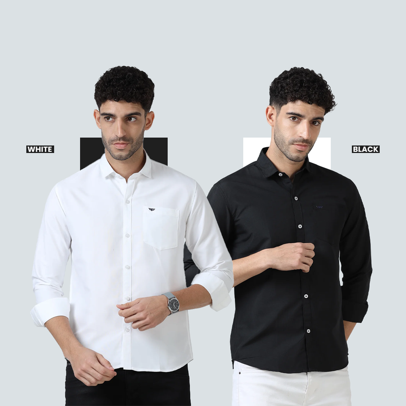 Plain Cotton Solid Shirt - Pack of 2