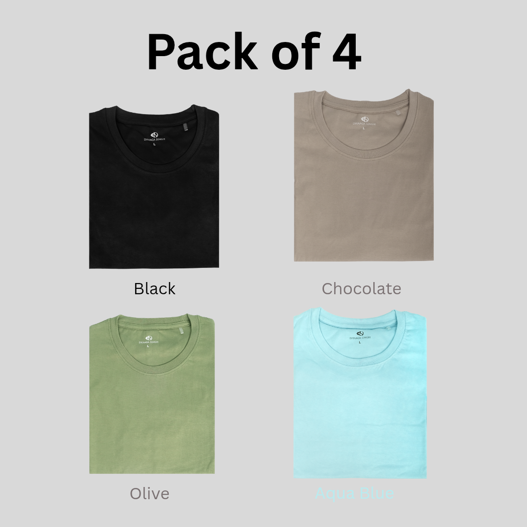 Round Neck T-shirts - Pack of 4