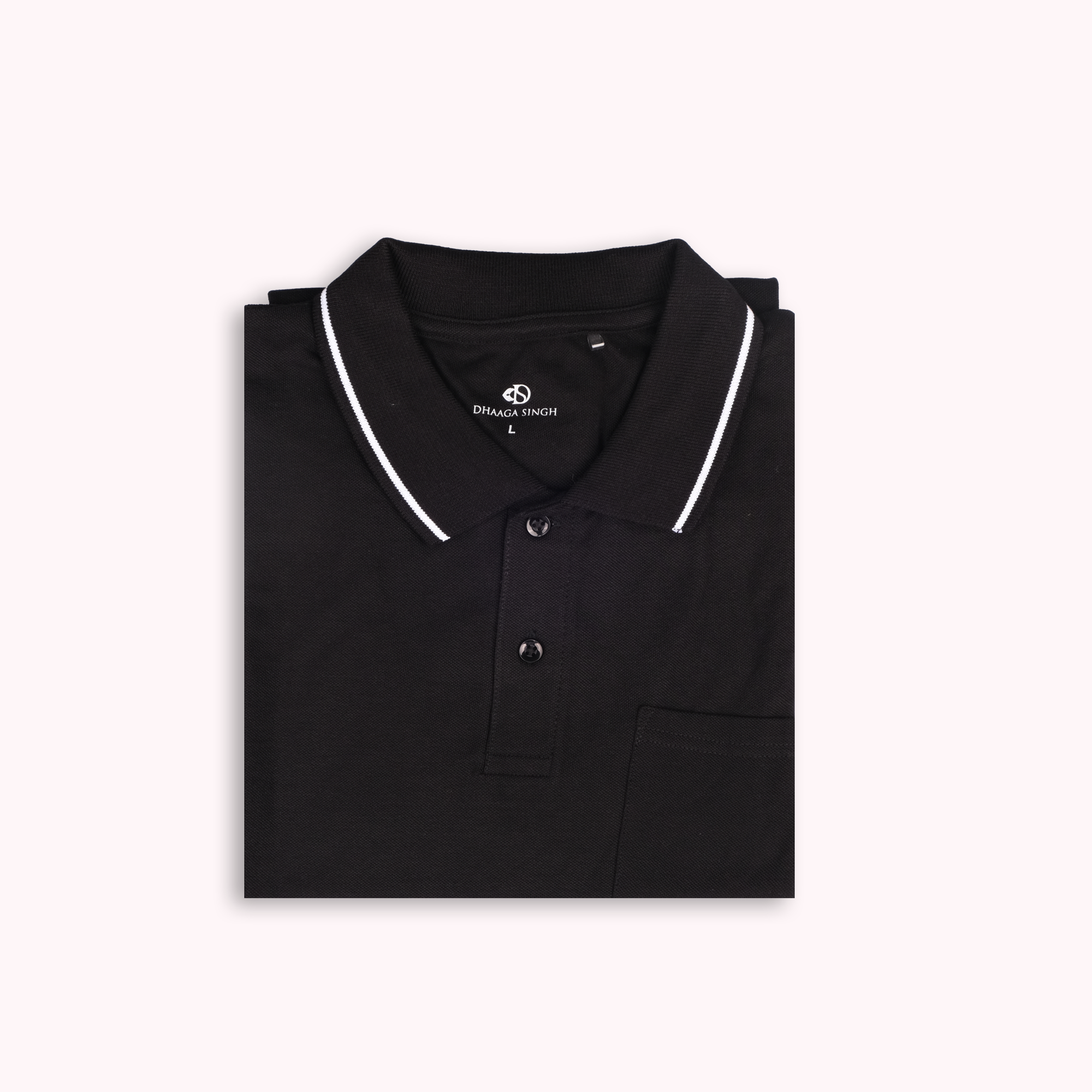 Black Collar T-shirt with Pocket