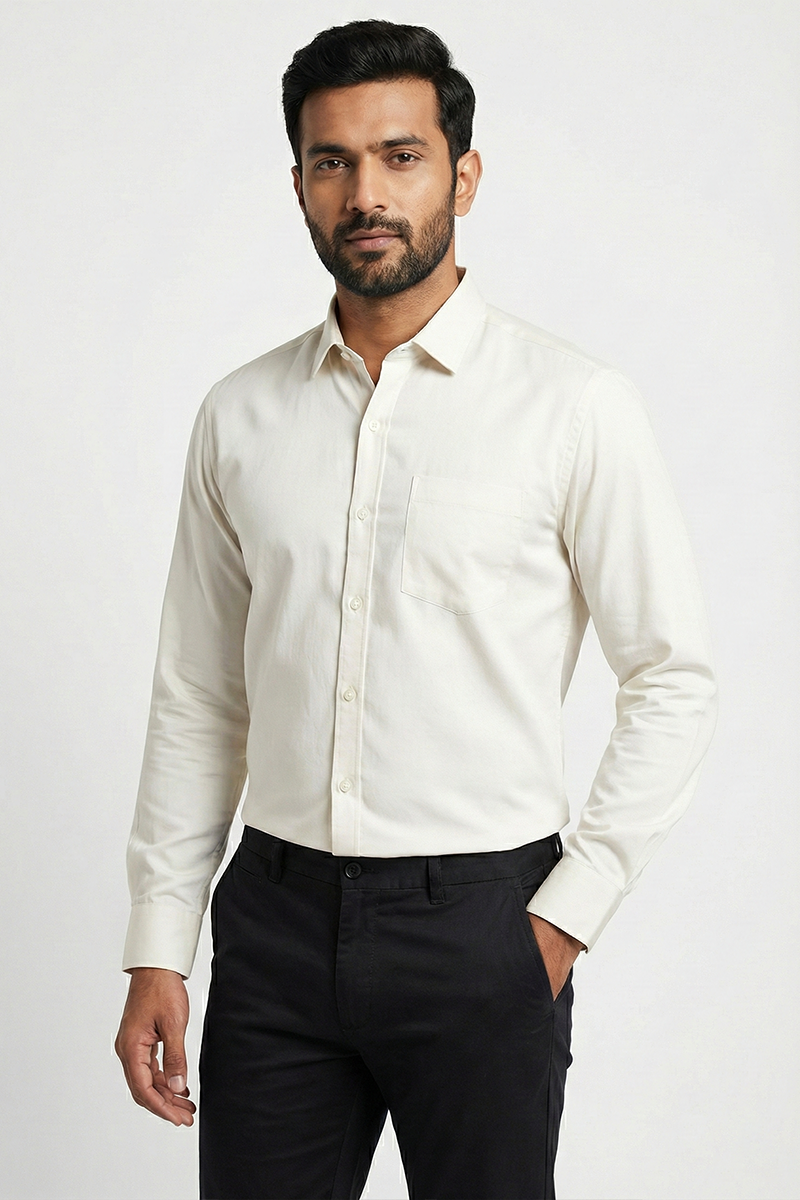 Cream Solid Shirt