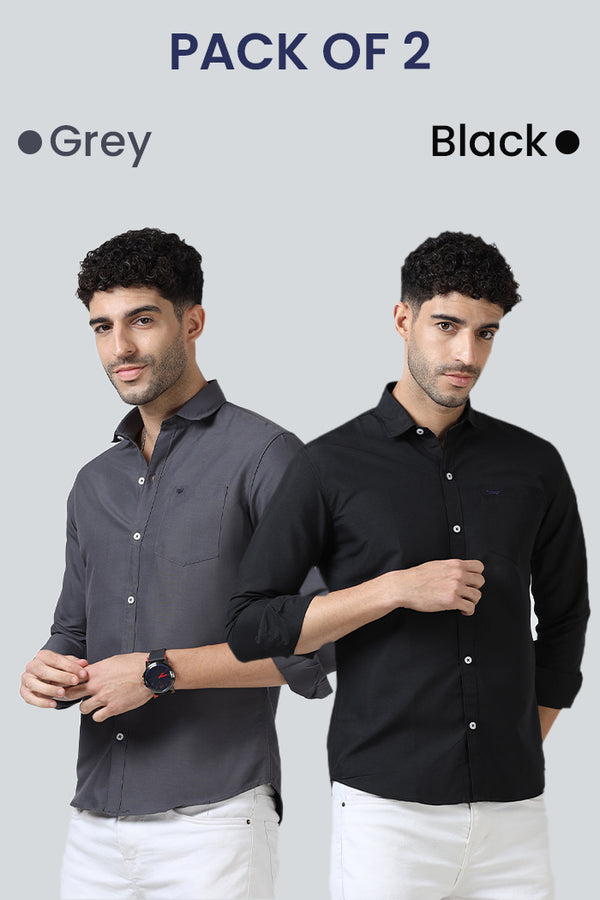 Plain Cotton Solid Shirt - Pack of 2