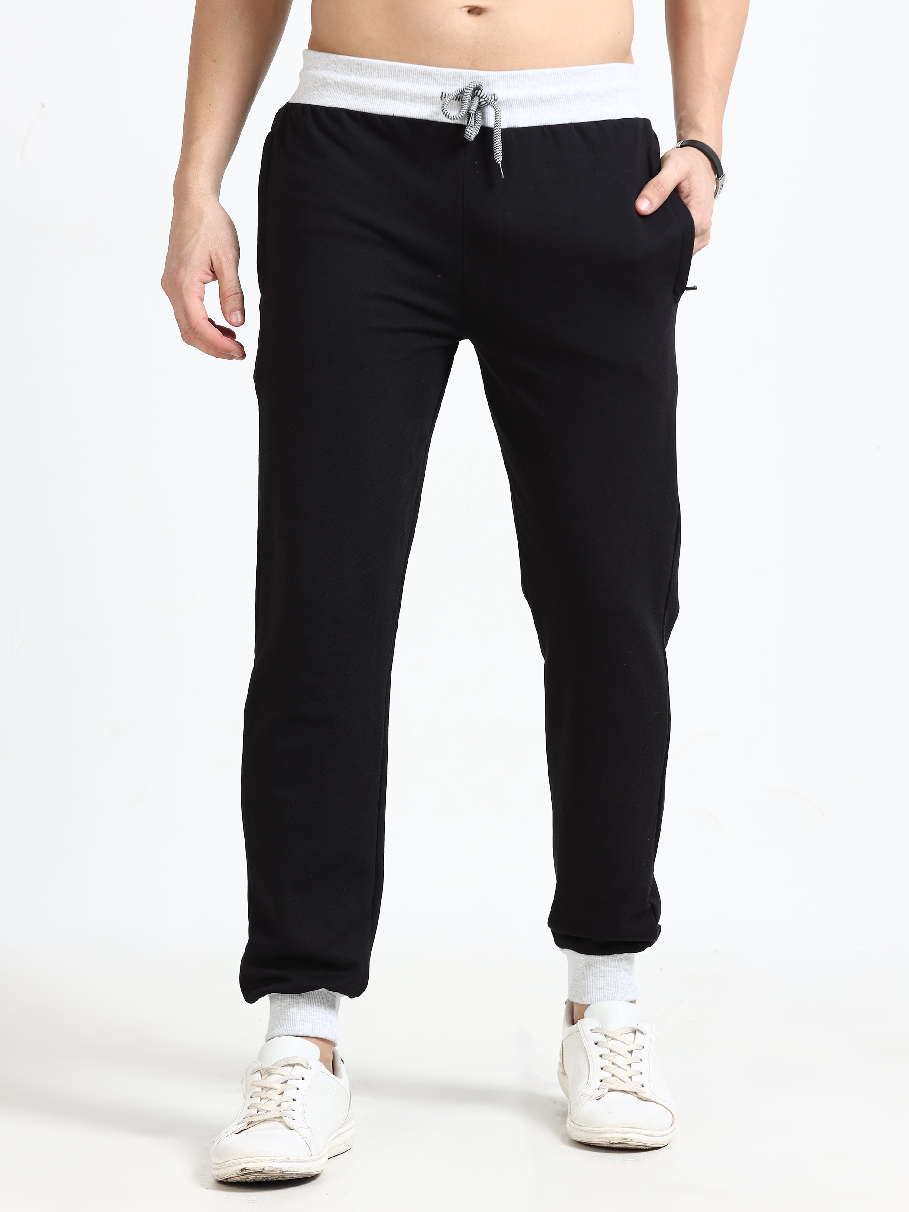 Men Track Pant with Zipper Pockets Black