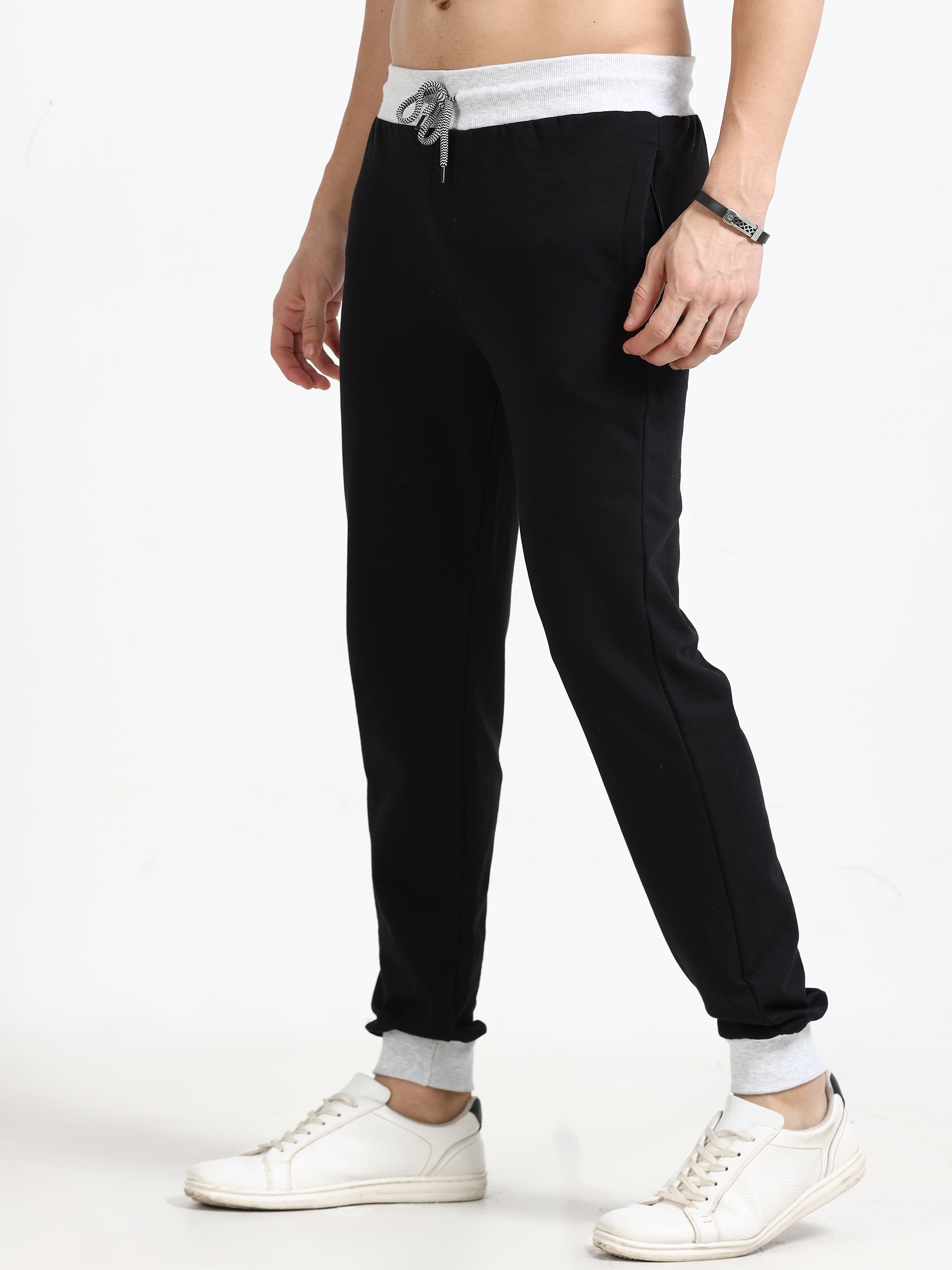 Men Track Pant with Zipper Pockets Black