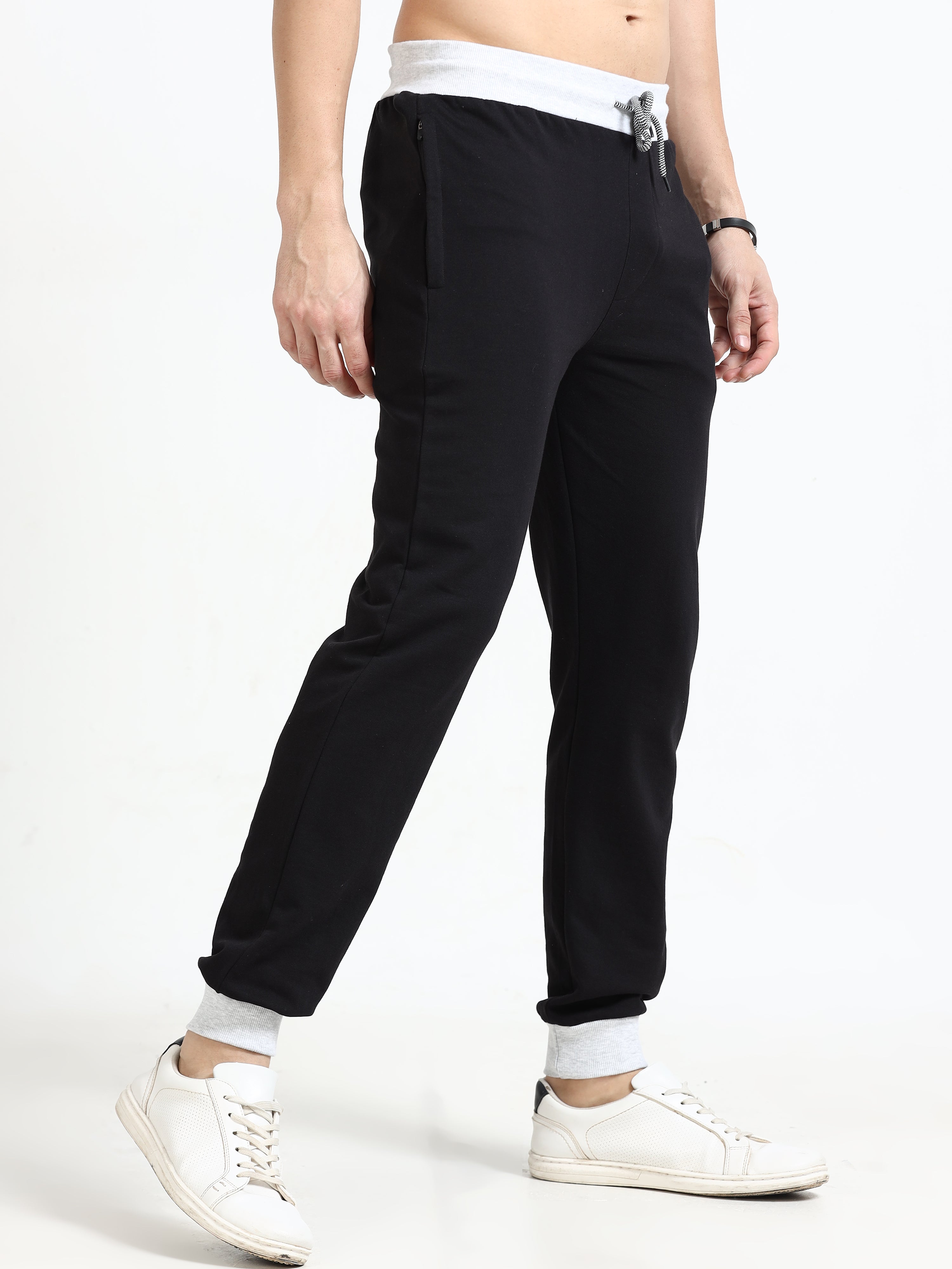 Men Track Pant with Zipper Pockets Black