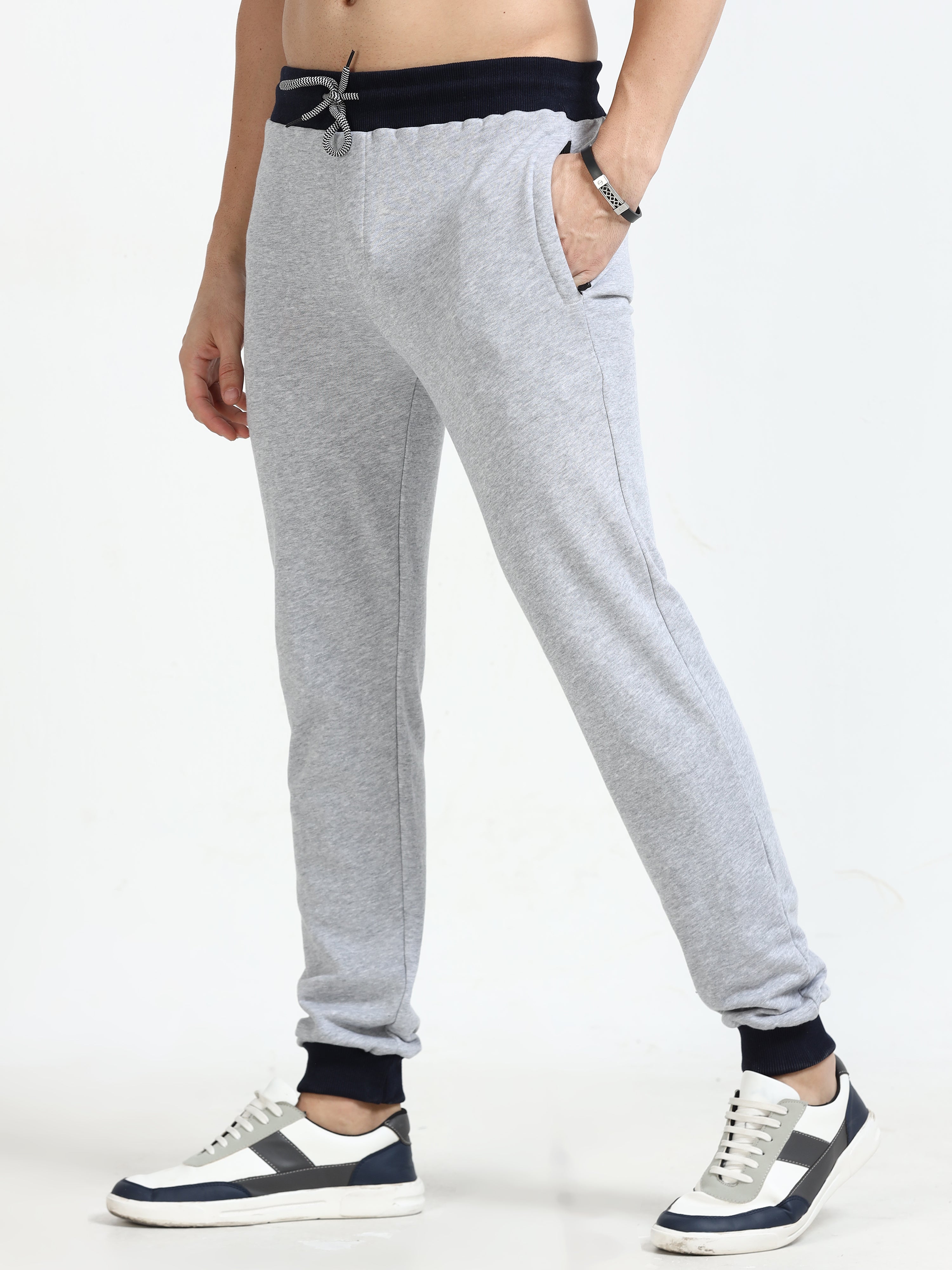 Men Track Pant with Zipper Pockets Grey