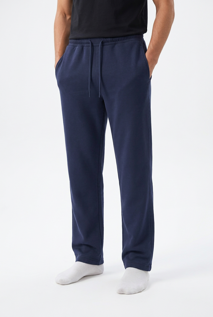 Cotton Jogger Pants with Zipper Pockets Navy Blue