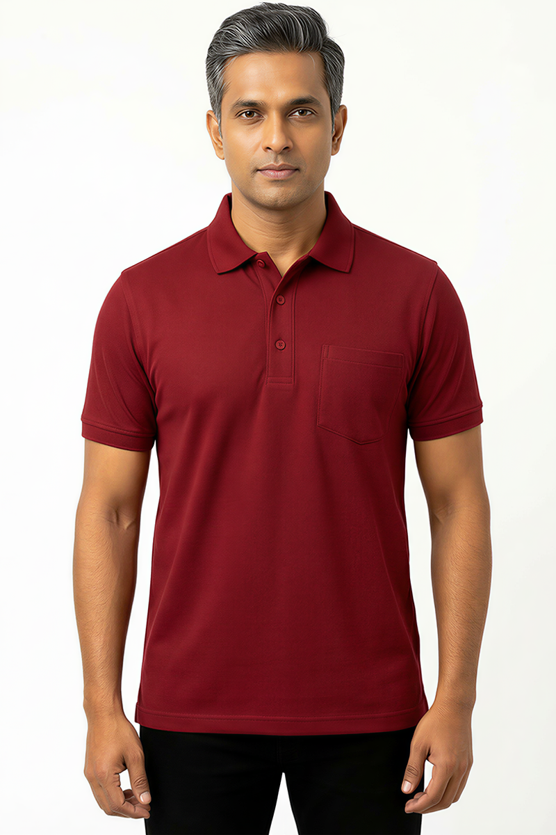 Armor Dry Fit French Wine Polo T-shirt with Pocket