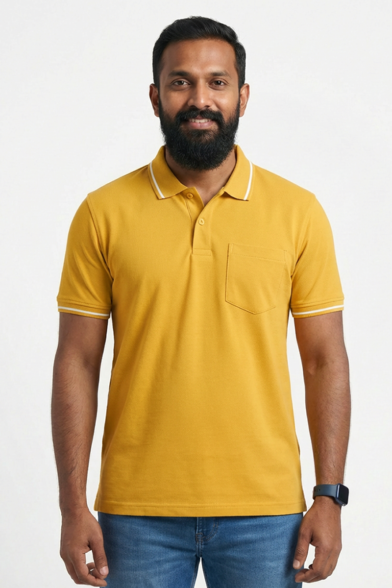 Mustard Collar T-shirt with Pocket