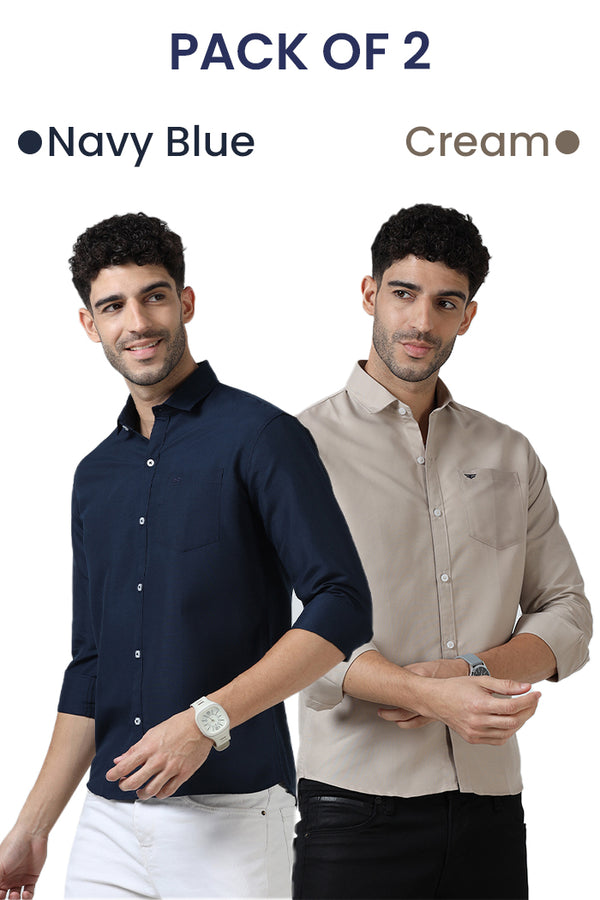 Plain Cotton Solid Shirt - Pack of 2