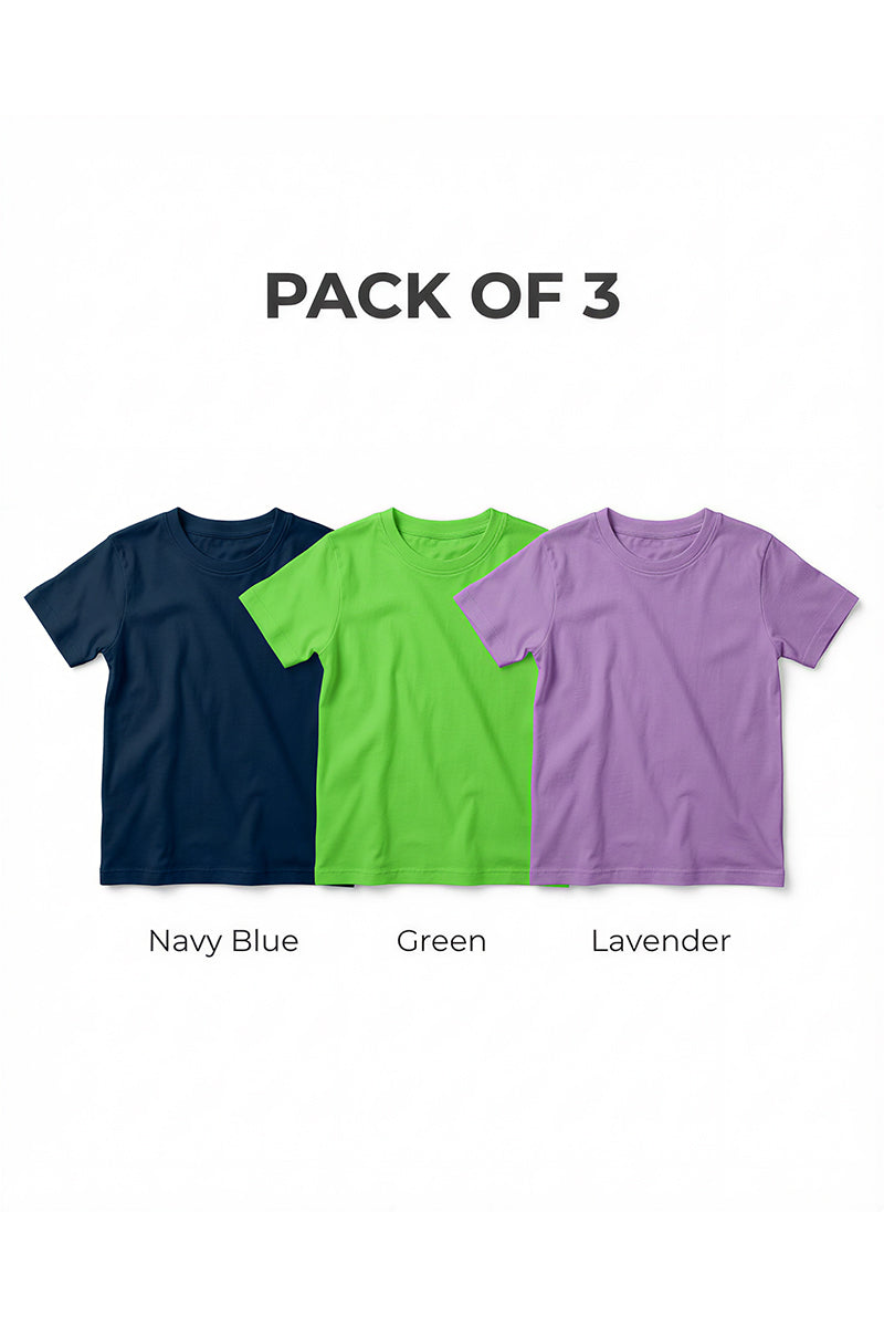 Kids Soft Cotton Round Neck Tees Pack of 3