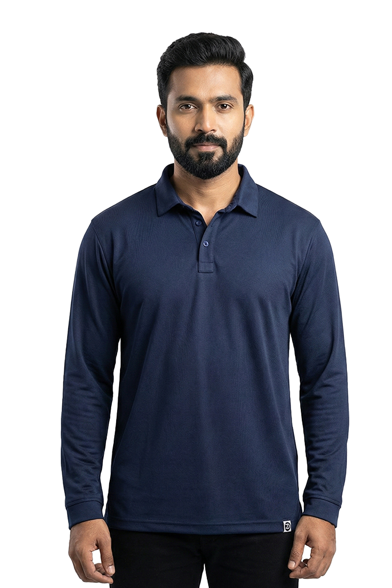 Armor Dry Fit Full Sleeve Polo T-shirt Navy Blue