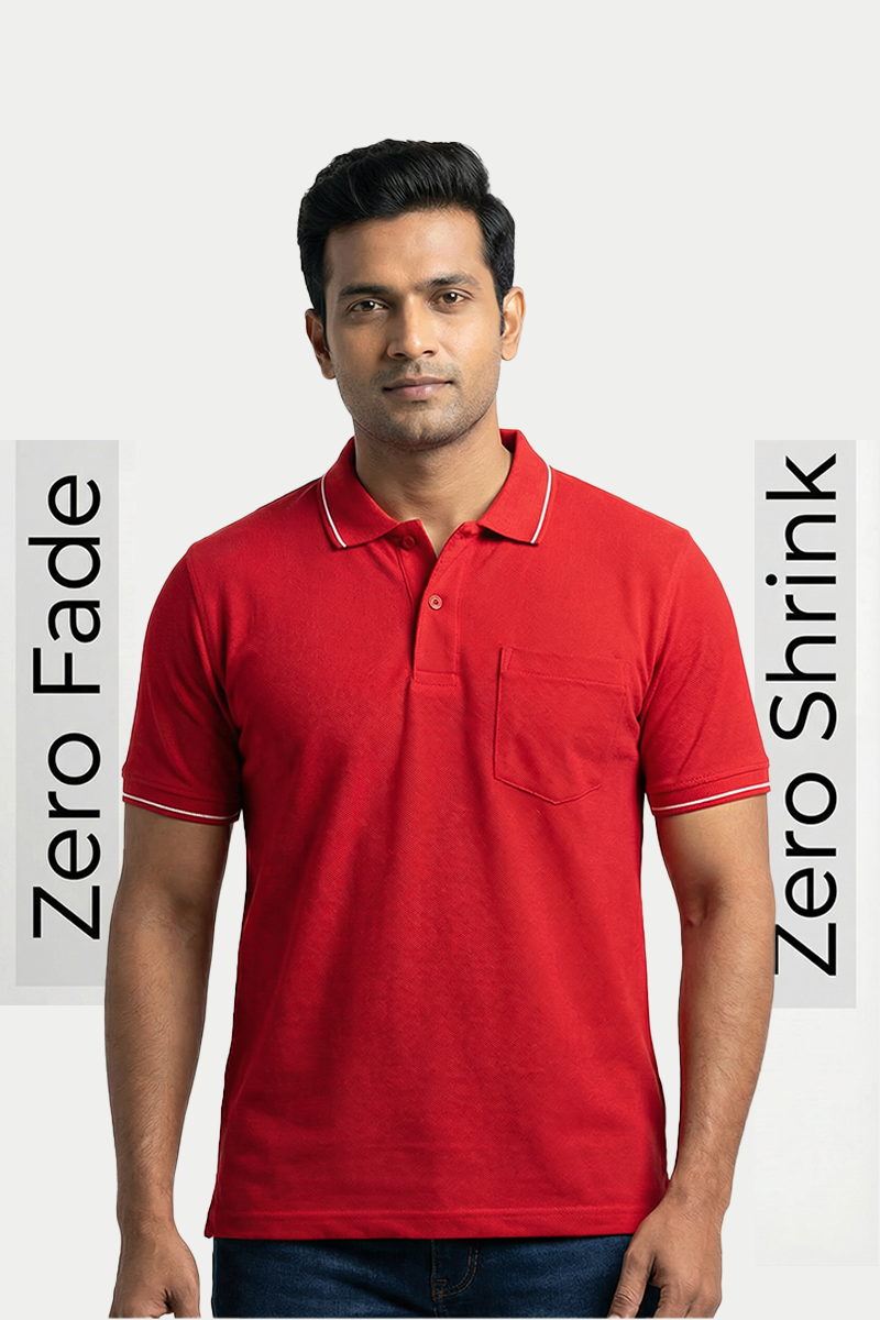 Pre Shrunk Cotton Pocket T-shirt Red