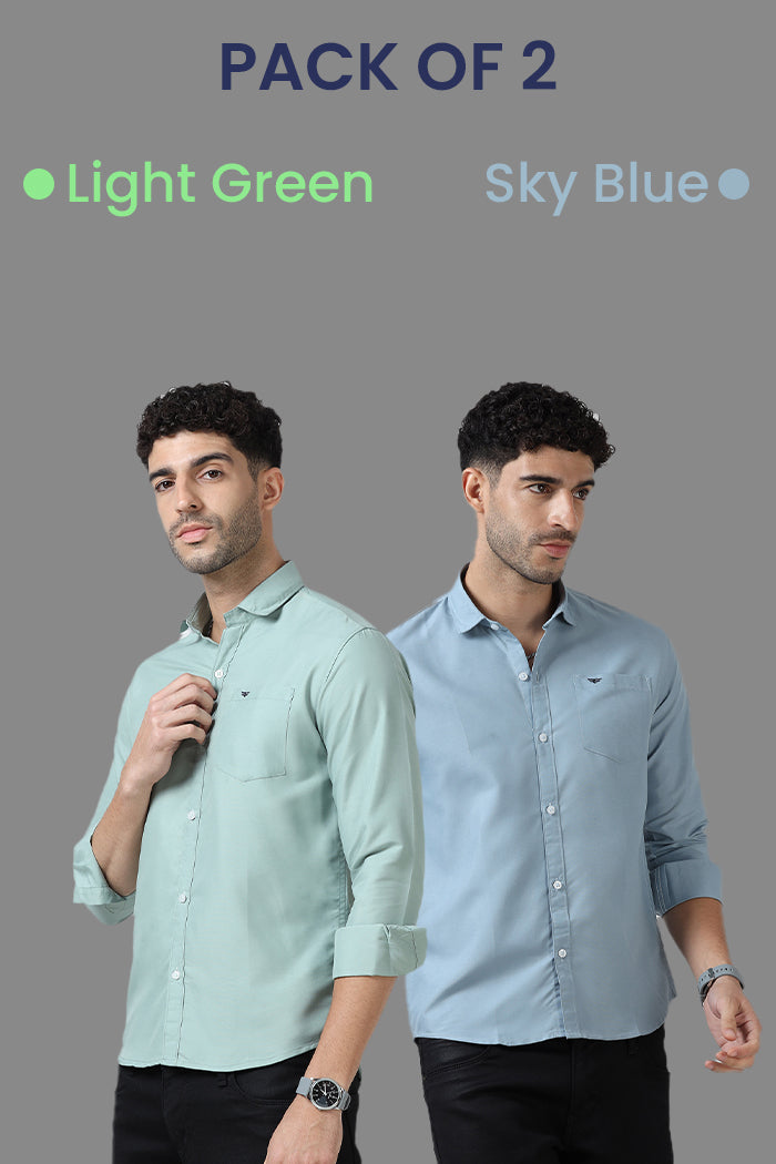 Plain Cotton Solid Shirt - Pack of 2