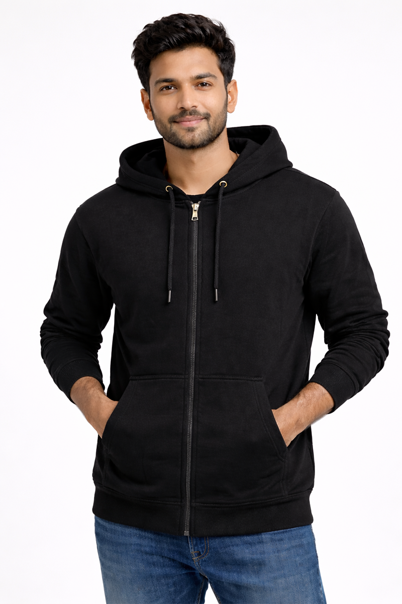 Classic Zipper Hoodie Black