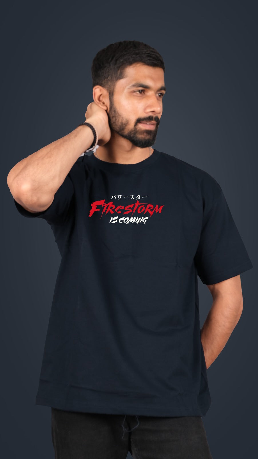 Firestorm Navy Blue Oversized T-shirt