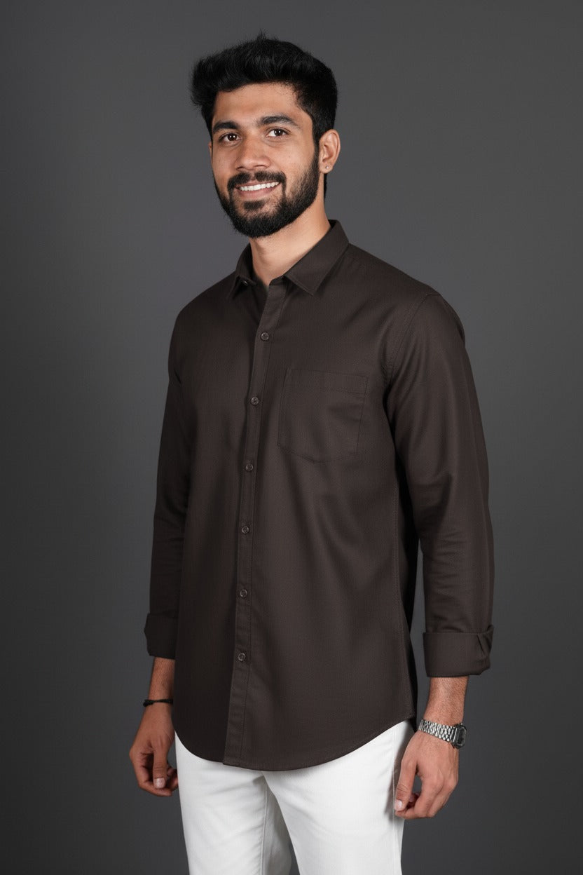 Wine Color Casual Solid Shirt