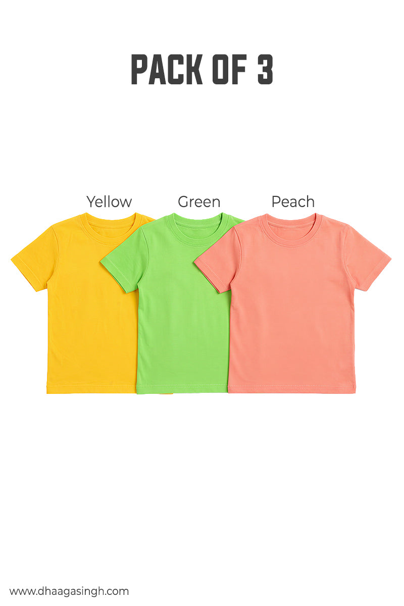 Kids Soft Round Neck Tees Pack of 3 | Age 2-3 Years