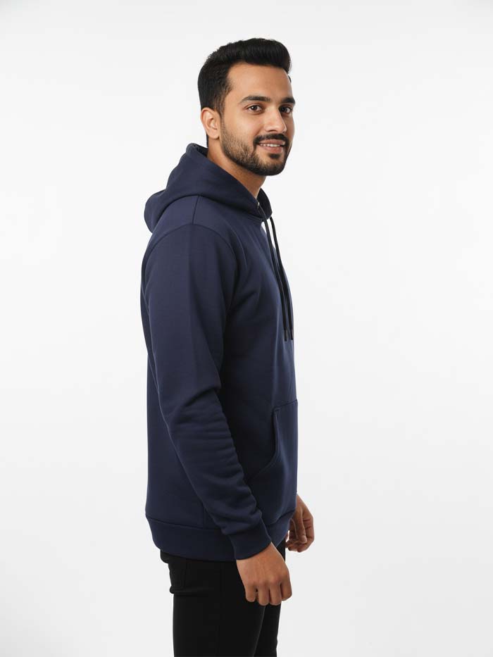 Classic Fit Solid Hoodie Navy Blue