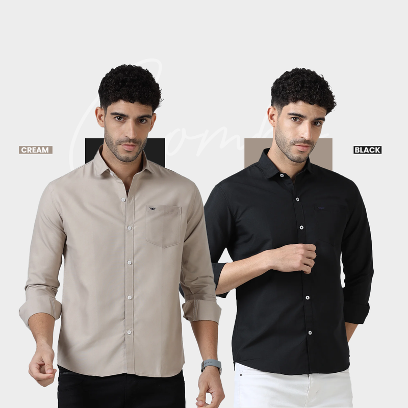 Plain Cotton Solid Shirt - Pack of 2