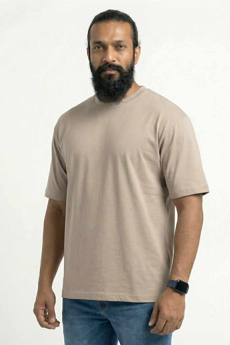 Men Cotton Chocolate Color Round Neck T-shirt