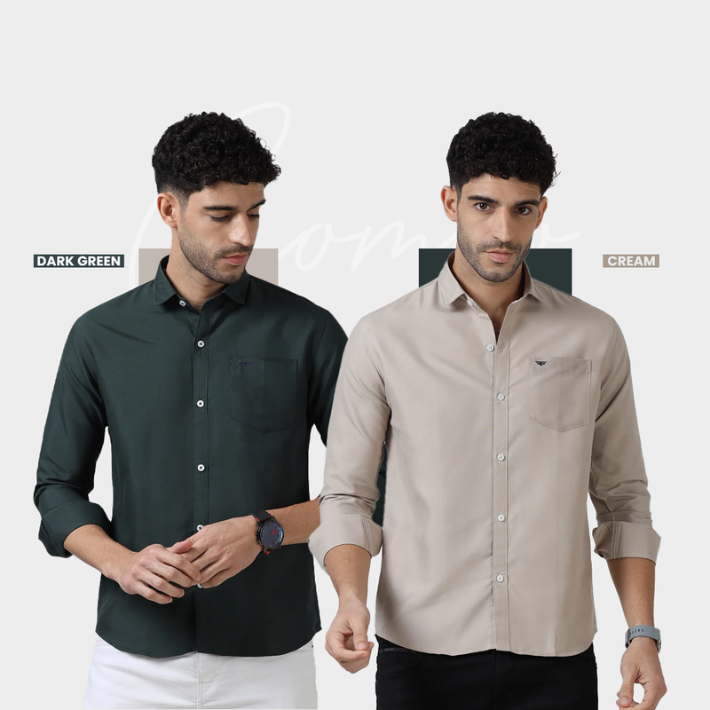 Plain Cotton Solid Shirt - Pack of 2