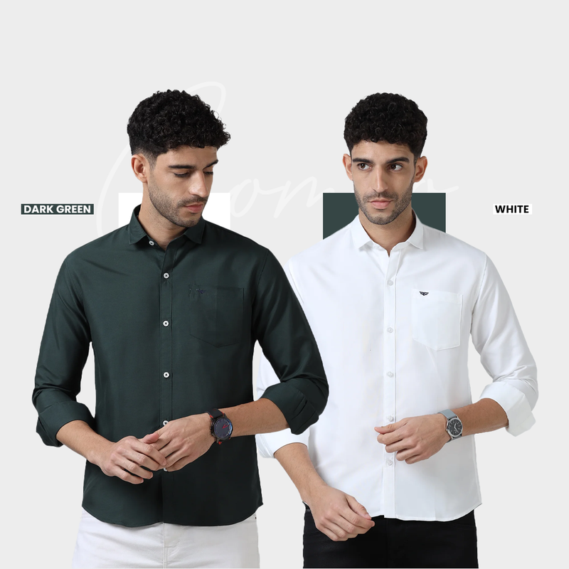 Plain Cotton Solid Shirt - Pack of 2