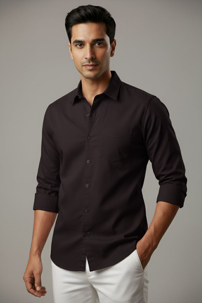 Wine Color Casual Solid Shirt