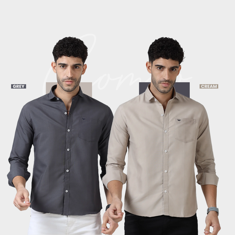 Plain Cotton Solid Shirt - Pack of 2