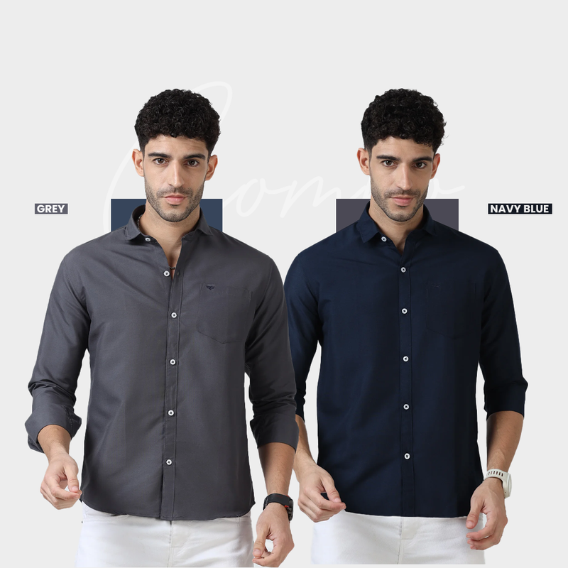 Plain Cotton Solid Shirt - Pack of 2