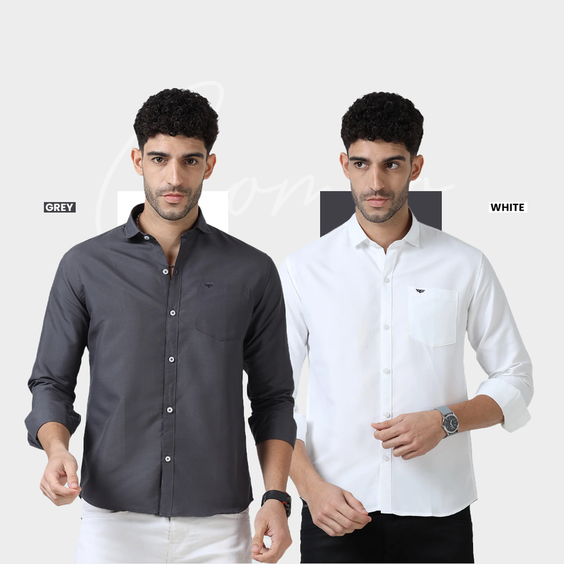 Plain Cotton Solid Shirt - Pack of 2