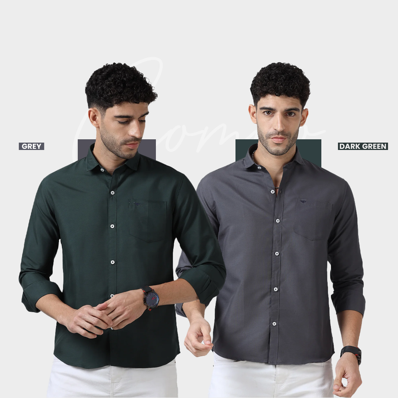 Plain Cotton Solid Shirt - Pack of 2