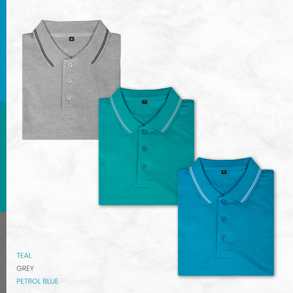 Cotton Honeycomb Polo T-shirts - Pack of 3