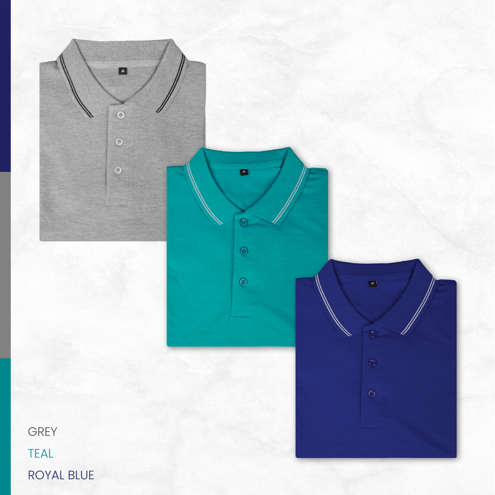 Cotton Honeycomb Polo T-shirts - Pack of 3