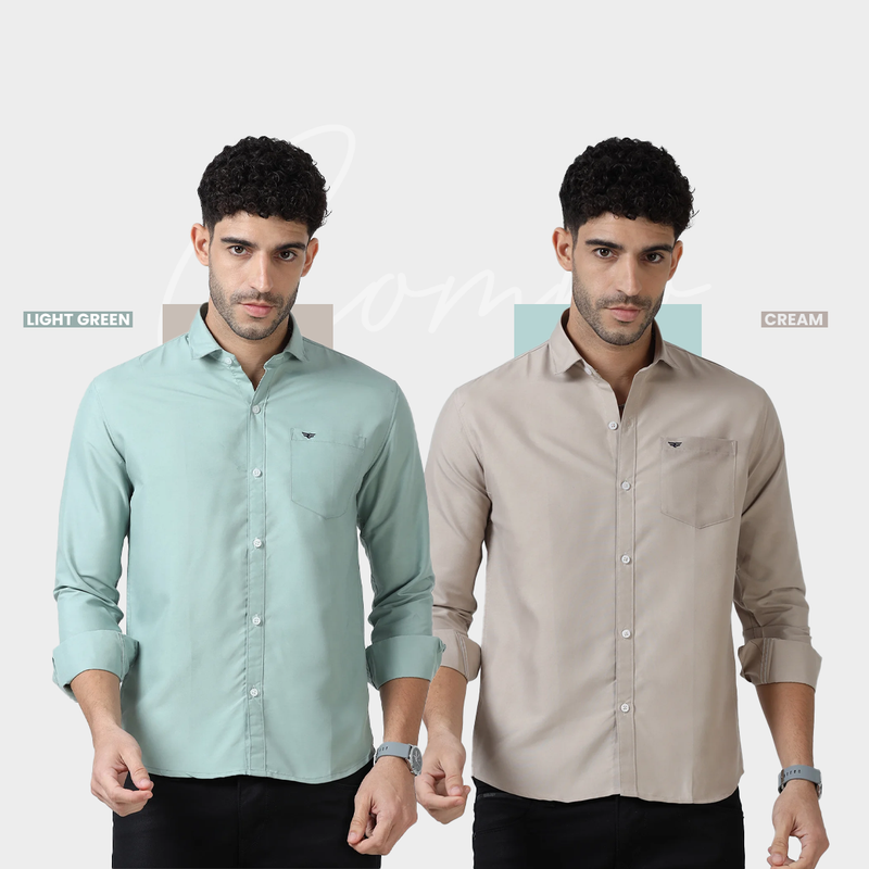 Plain Cotton Solid Shirt - Pack of 2